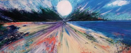 Del Giudice, Sharyn-Beach At Lake Tahoe No.1.-2016-acrylic-150x60cms